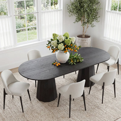 Nickole 6-Person Double Pedestal Solid Wood Dining Set