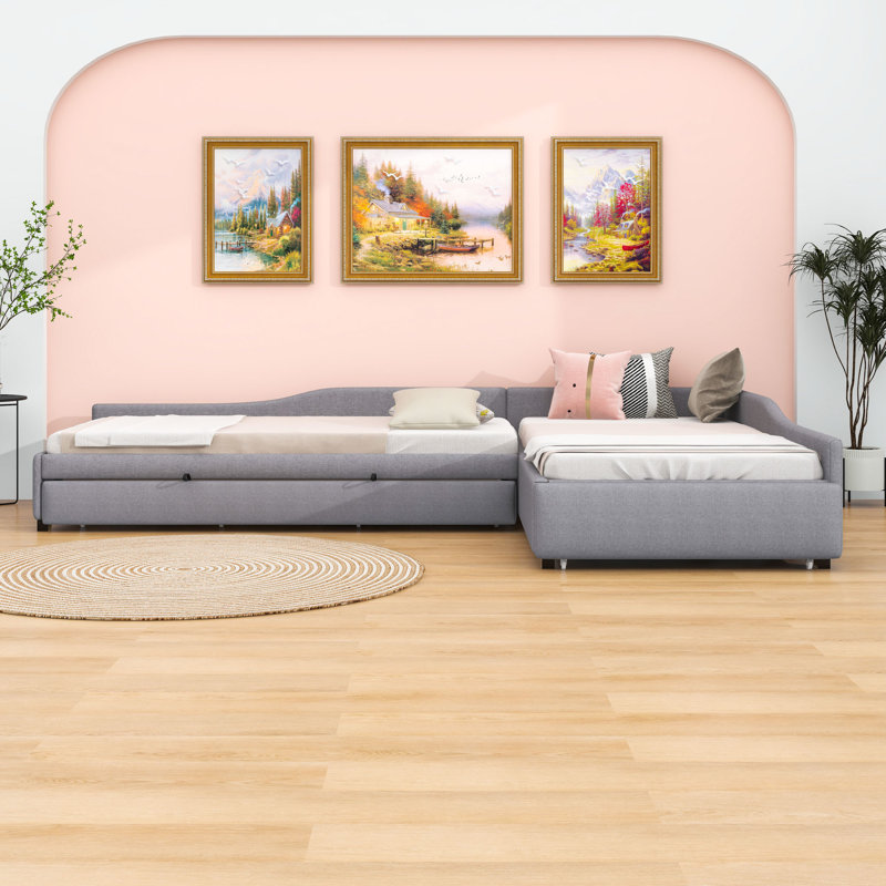 Lit de jour simple avec couchette Blithedale, gris