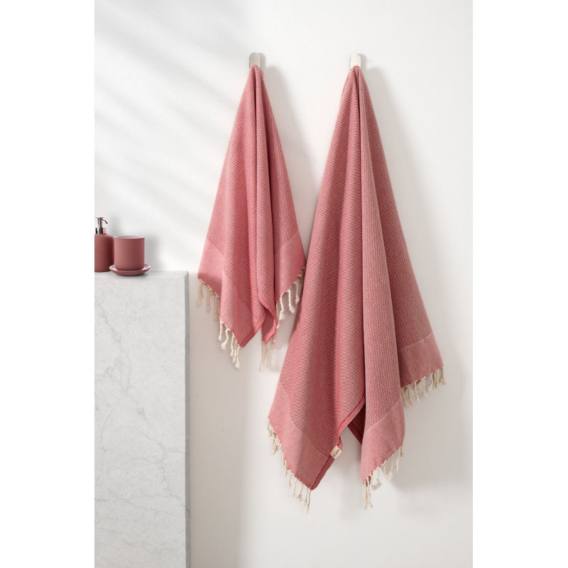 Ensemble de serviettes de bain de luxe (2 pièces), 100% coton, rouge | Dimensions de la serviette: 23,6 po x 43,3 po et 35,4 po x 68,9 po | Lavable à la machine, doux et absorbant | Parfait pour le spa, la maison et les voyages, confort élégant