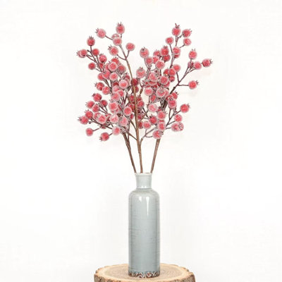 Branche de baies de houx givrées artificielles 28 "dans un vase 28"