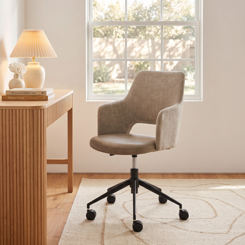 Celena Office Chair, Gray Faux Leather
