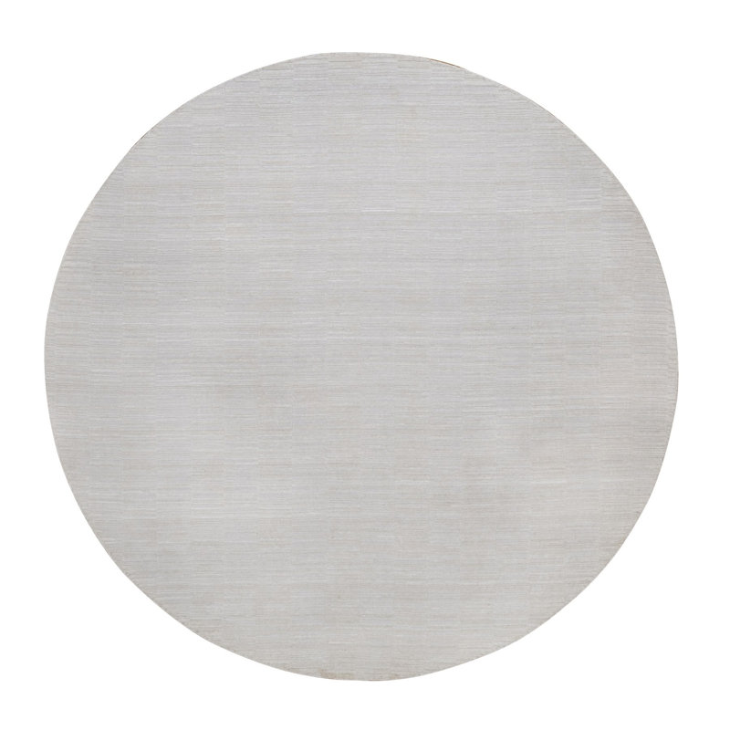Tapis oriental rond texturé en polyester tissé à la main 8 pi x 8 pi Striee