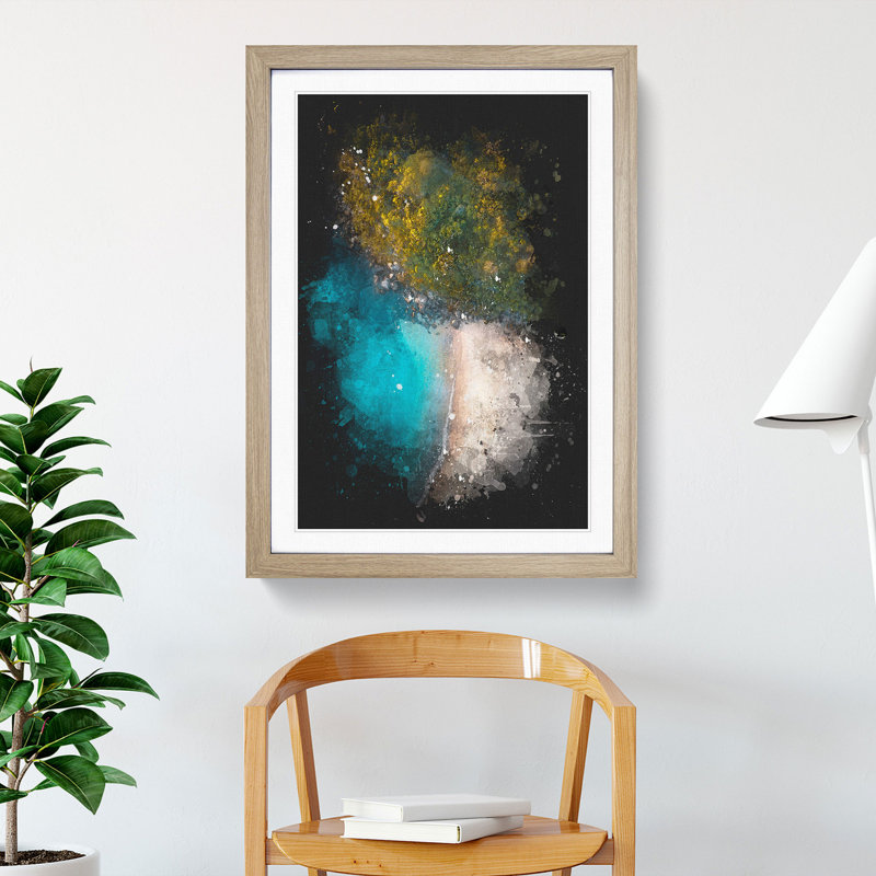 Forest Beach - Picture Frame Graphic Art, 36cm H x 27cm W x 2cm D, Oak