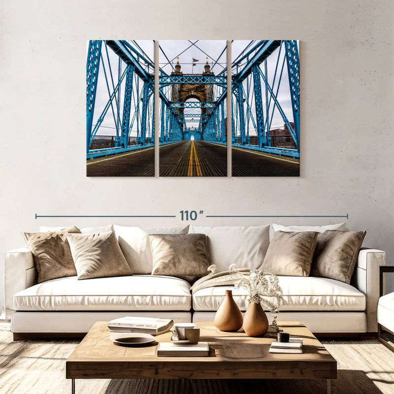 Blue Cincinnati Bridge, 48" H x 74" W
