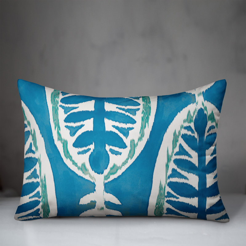 Floral Outdoor Reversible Throw Pillow, Teal