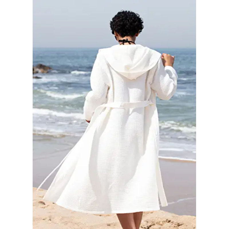 Peignoir SEYANTE 100% coton biologique certifié GOTS, Blanc cassé, XL