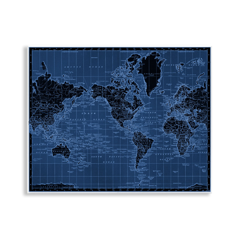Blue Toned World Map Wall Plaque, design by Phillipa Katz