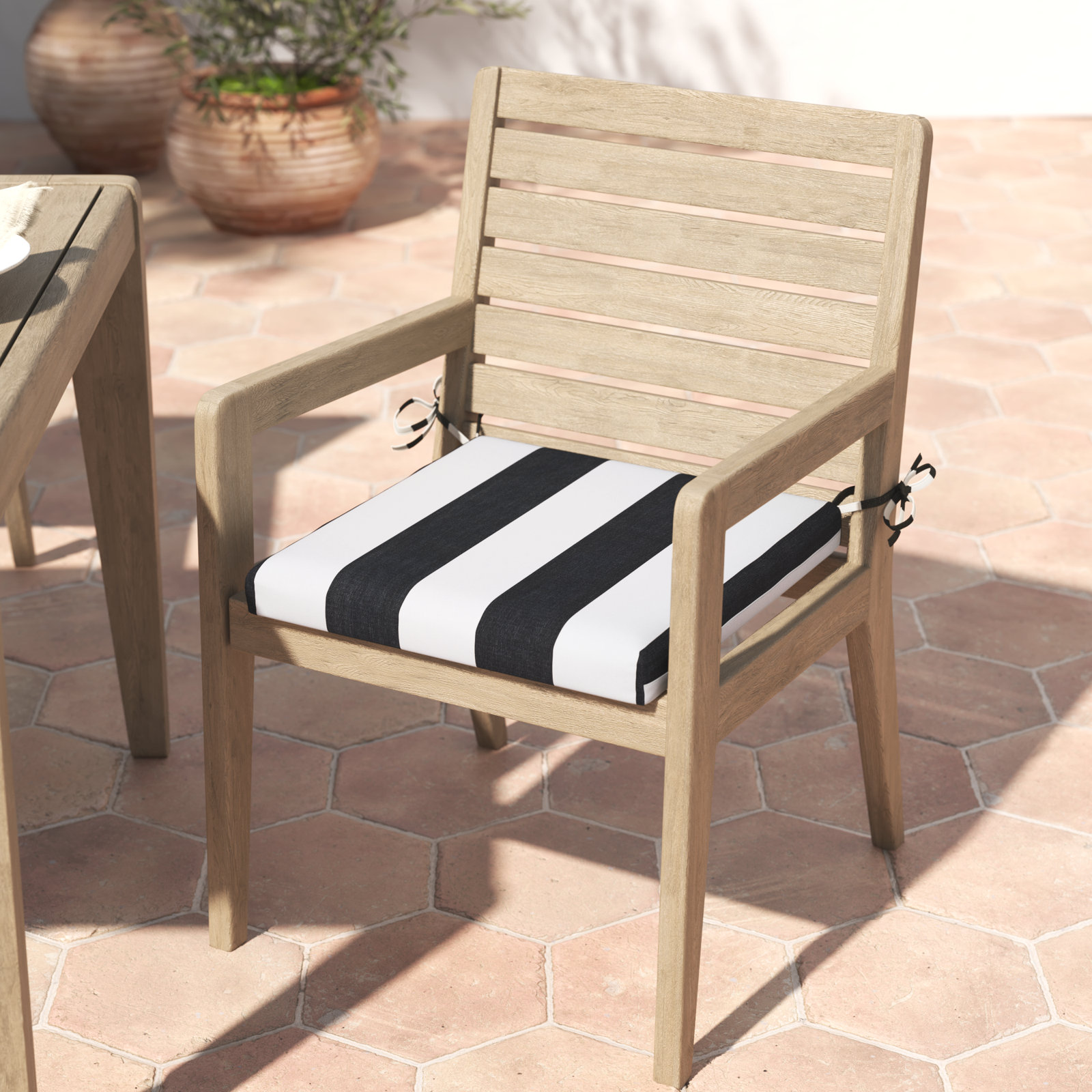 Pendley Striped Outdoor Dining Chair Cushion, 2.5" H x 19" W x 19" D