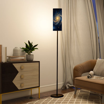 Modern Tall Floor Lamp with Remote Control Dimmable LED, Adjustable Lampshade Golden Spiral Galaxy for Living Room Bedroom Office