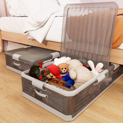 2 packStorage Bin Under Bed Storage Containers Stackable Underbed Storage with Wheels