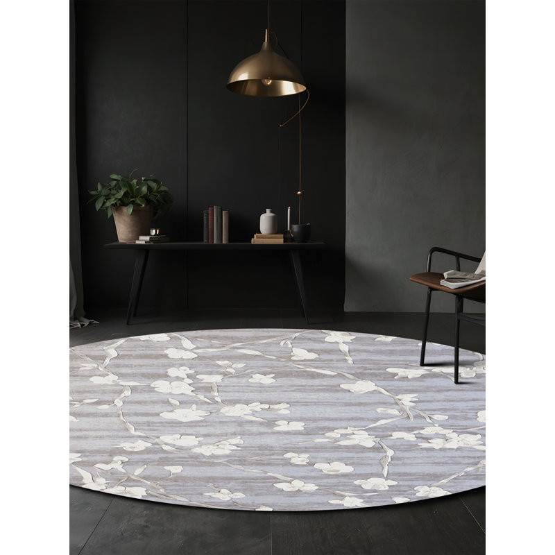 Machine Washable Pink Area Rug, Round 6'