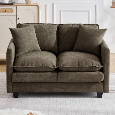 51'' Cloud Loveseat Sofa Couch, Modern 2-Seater Sectional with Deep Seat, 2 Throw Pillows