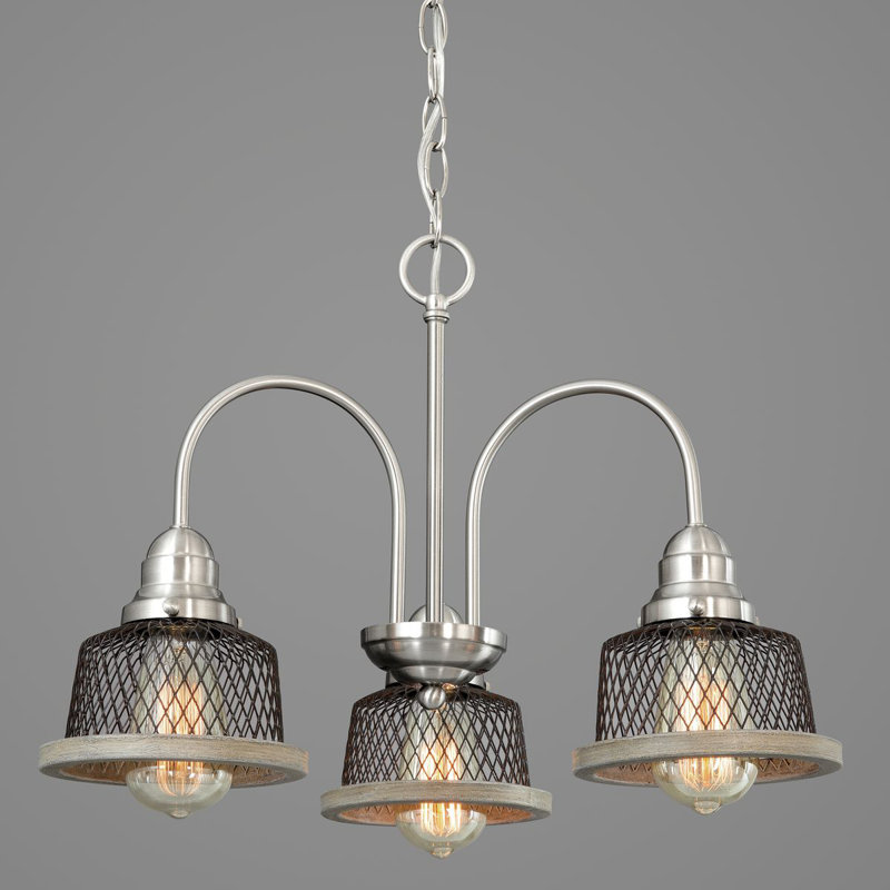 Kriner 3 - Light Dimmable Classic / Traditional Chandelier, Brushed Nickel