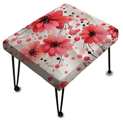 Repose-pieds rose floral à pois et harmonie florale