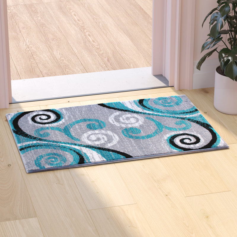 Tapis intérieur à motif abstrait tourbillonnant Aarley-Ray, Rectangle 2 pi x 3 pi