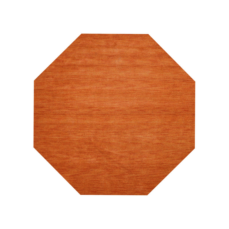 Tapis écologiques en laine tissée à la main Datto , Orange, Octogone 8 pi x 8 pi