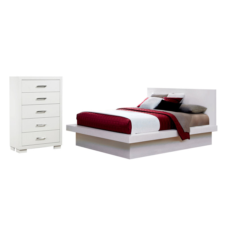 Ensemble de chambre à coucher avec commode 2 pièces Kelemen, Blanc, Très grand