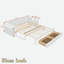 Lit de jour multifonctionnel avec tiroir de rangement, compartiments ouverts et table d'appoint hydraulique-445884398