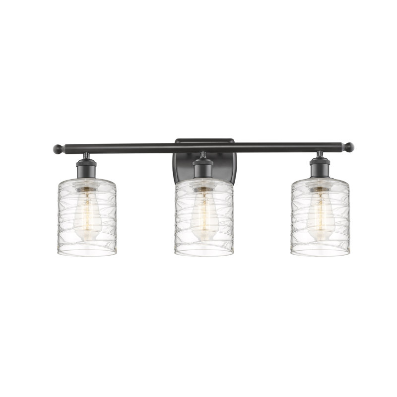 Éclairage de salle de bain à intensité variable à 3 lumières Leilani, Ampoule incandescente rétro de 60 watts, Bronze huilé