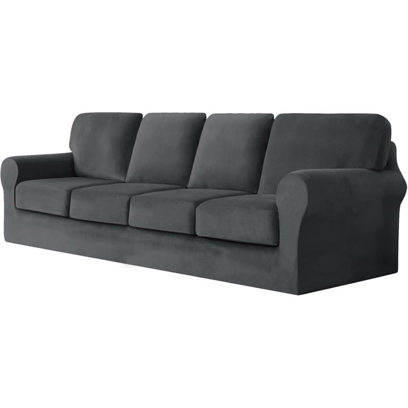 Sofa Cover With Separate Seat Cushions And Backrests Stretch Velvet Sofa Slipcover Couch Covers Furniture Protector Split Combined (4 Seat Set 9 PCS)