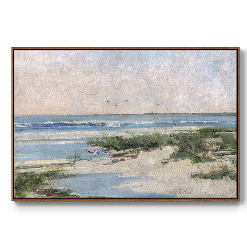 «Soft Morning Sea», reproduction sur toile avec cadre flottant, H 27 po x l 41 po x P 2 po, Noyer