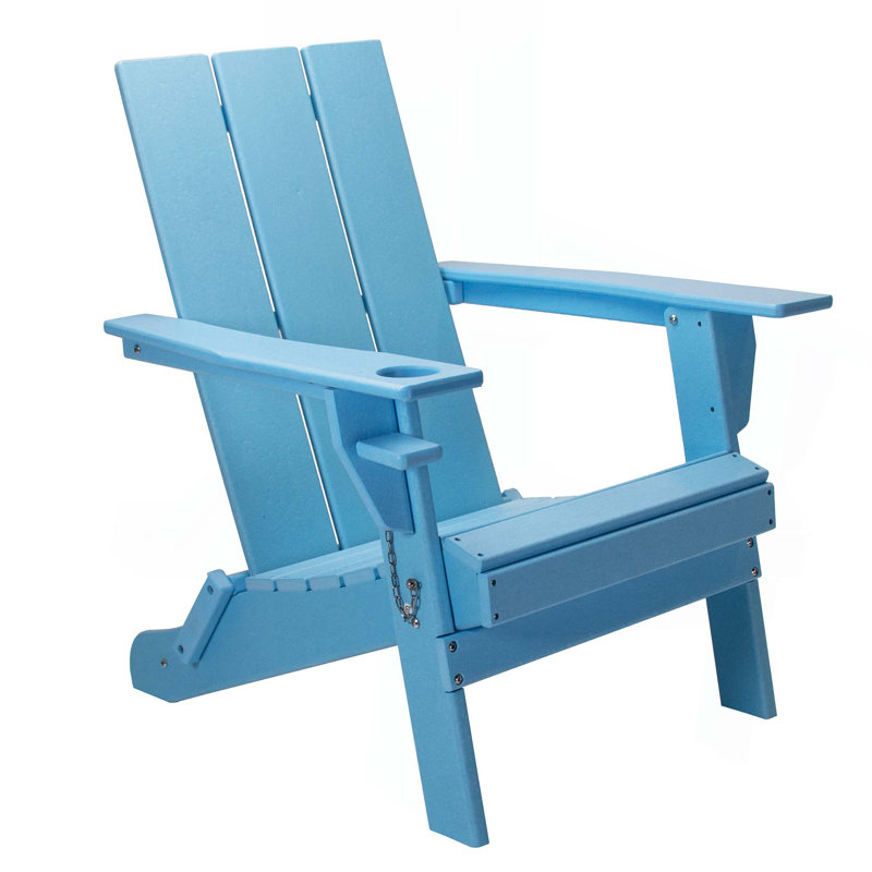 Chaise Adirondack en PEHD moderne et pliable, conception ultra durable et résistante aux intempéries, pliage facile sans goupilles nécessaires, capacité de 300 lb, bleu turquoise