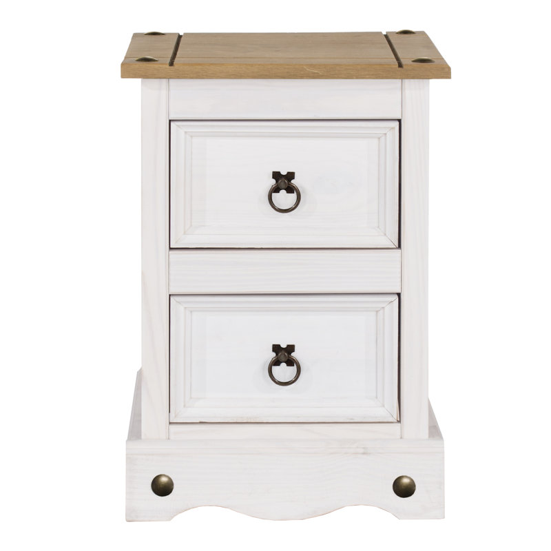 Choe 2 Drawer Compact Bedside Cabinet, Bedside Table, End Table, Corona Design