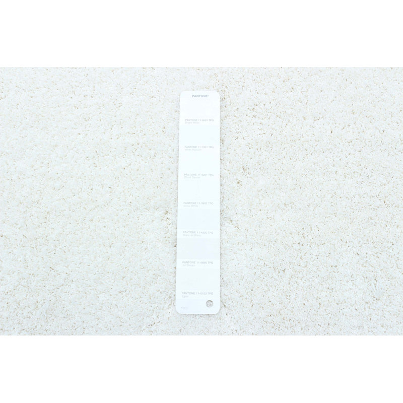 Tapis ivoire en polyester tissé à la machine Berenise, Rectangle 7 pi 10 po x 10 pi 10 po