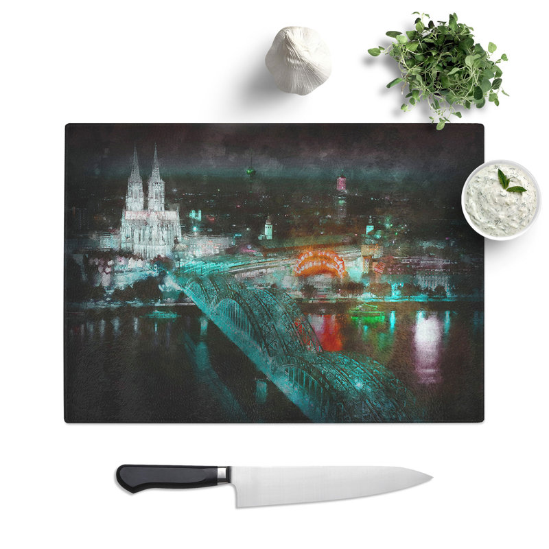 Tempered Glass Cologne Skyline Chopping Board, 28.5 cm x 39 cm