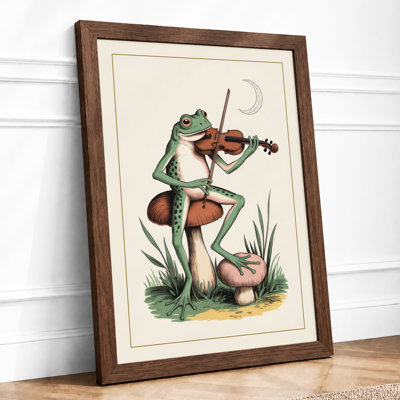Frog Musician Boho - Framed Print