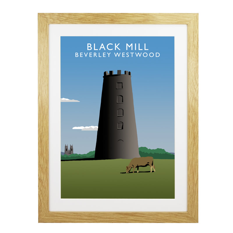 Black Mill by Richard O'Neil - Print, Oak Wood Frame, 43.5 cm H x 33.5 cm W x 2.2 cm D