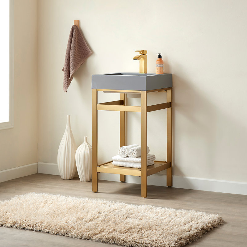 Ensemble de meuble-lavabo simple 18 po Irven, Or brossé, Gris, Gris