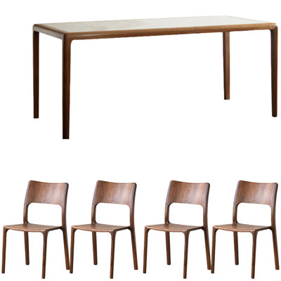 Black Walnut Slate Dining Table Set