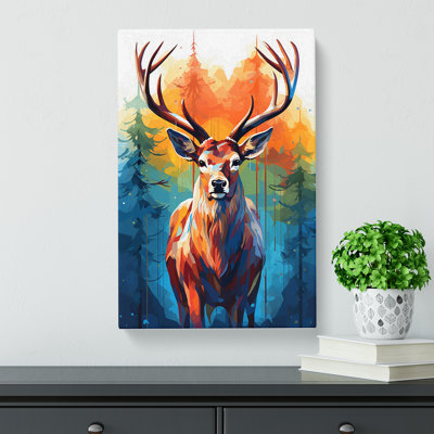Deer Geometric No.2 - Wrapped Canvas Print