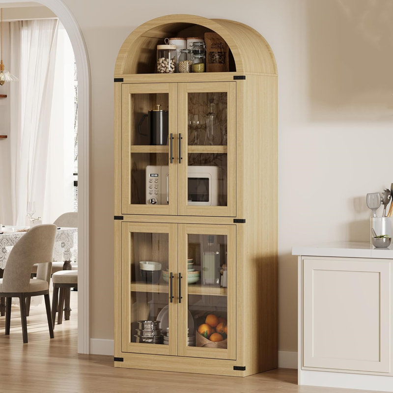 Arched Bookshelf Bookcase Display, Brown
