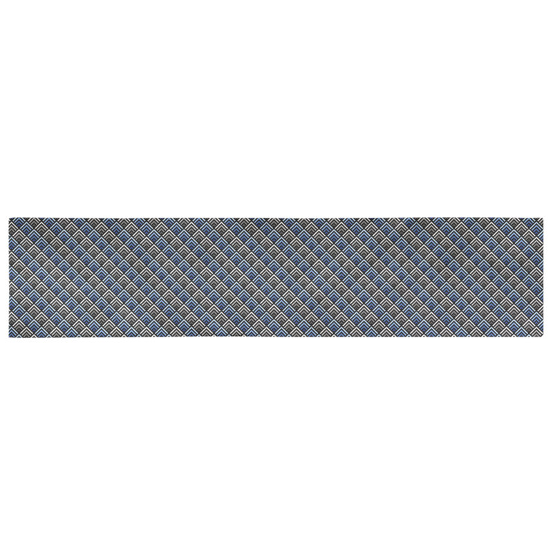 Chemin de table géométrique Avicia, 73,5 po x 17,5 po, Bleu / Beige, Coton