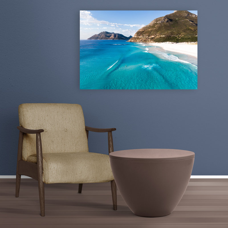 «From Above», art mural contemporain abstrait sur une plage, 24" H x 36" W