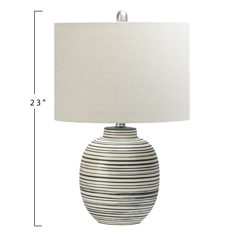 Modern Black and Gray Ceramic Table Lamp with Linen Shade