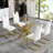 47.24" Rectangular Clear Tempered Glass Dining Table,Stylish Design With Gold Metal Legs, Kitchen Table For Dining Room-945766208-945766211-945766223
