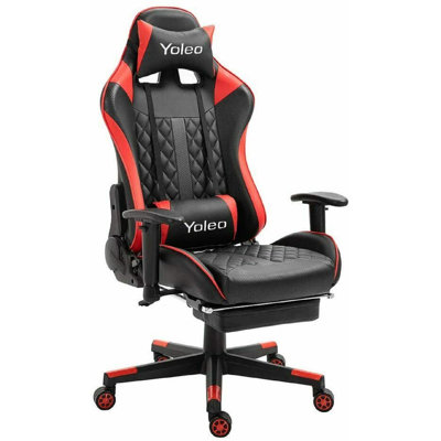 Yoleo Adjustable Reclining Ergonomic Faux Leather Swiveling PC & Racing Game Chair