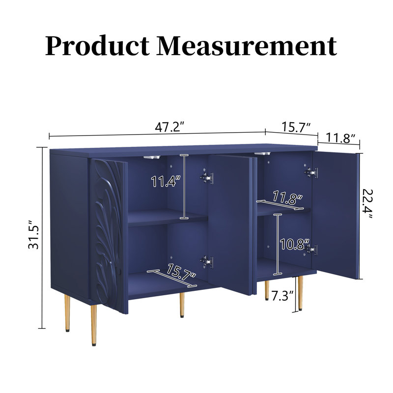 Buffet 48 "avec motif de fleurs 3D, Bleu
