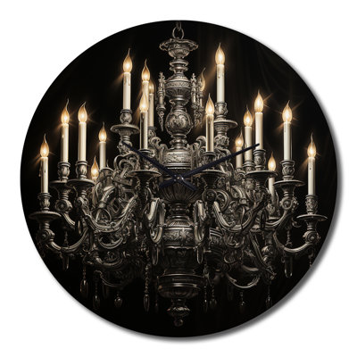 Chandelier Elegant Monochrome Pointillism II - Chandelier Wall Clock