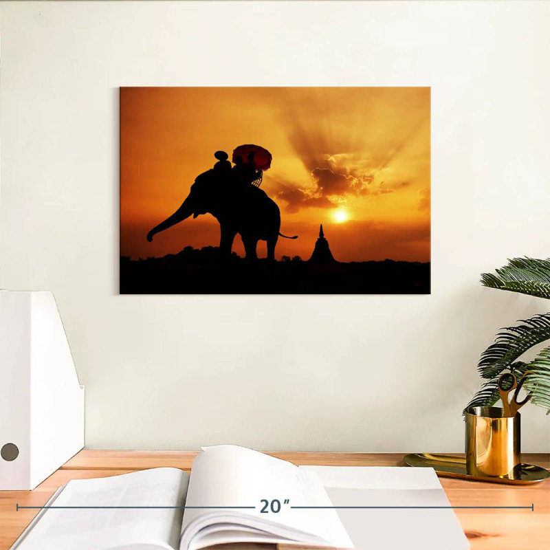 Brampt Elephant Sunset Silhouette, 8" H x 12" W