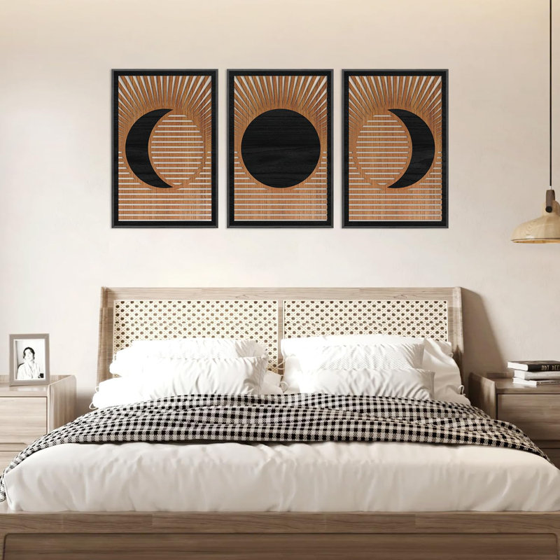 Wooden Moon Phase Celestial Body Frame Wall Decoration