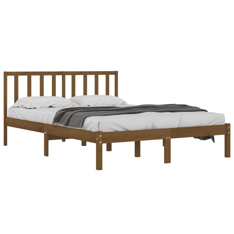 Bed Frame Solid Wood, Honey Brown, 200 x 200cm