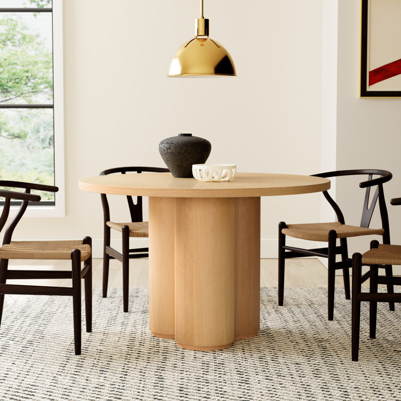 Pompano Round Wood Dining Table, Natural
