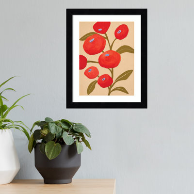 Persimmon Plant By Emma Daisy Wood Framed Wall Art Print