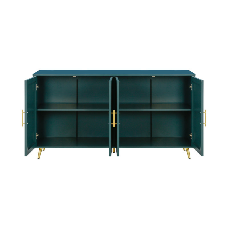 Meuble télé en bois avec rangement et design élégant - Bleu marine vintage