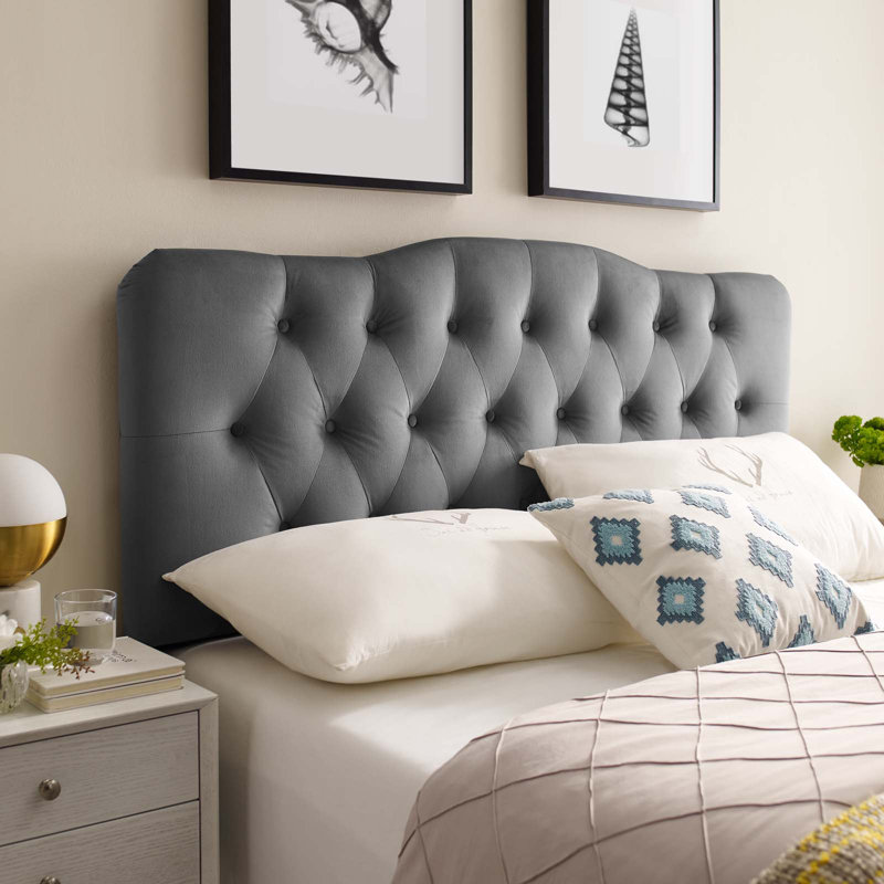 Modway Annabel Diamond Tufted Performance Velvet Headboard, Gray, King