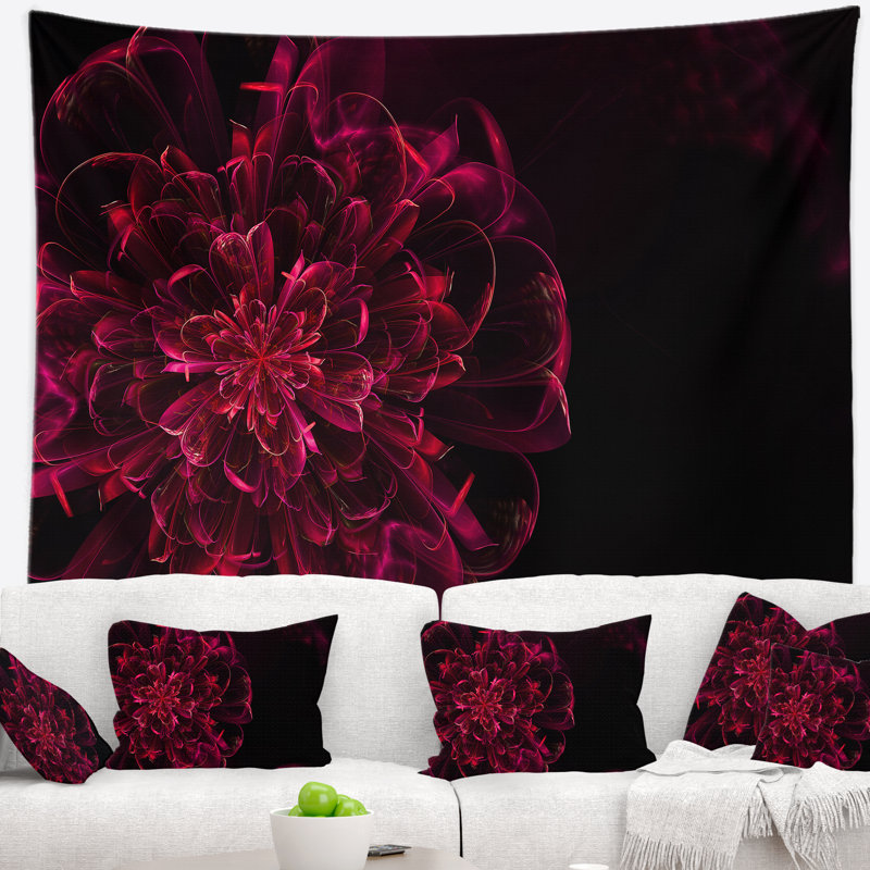 Grande tapisserie florale à motif floral Alien, H 68 po x l 80 po